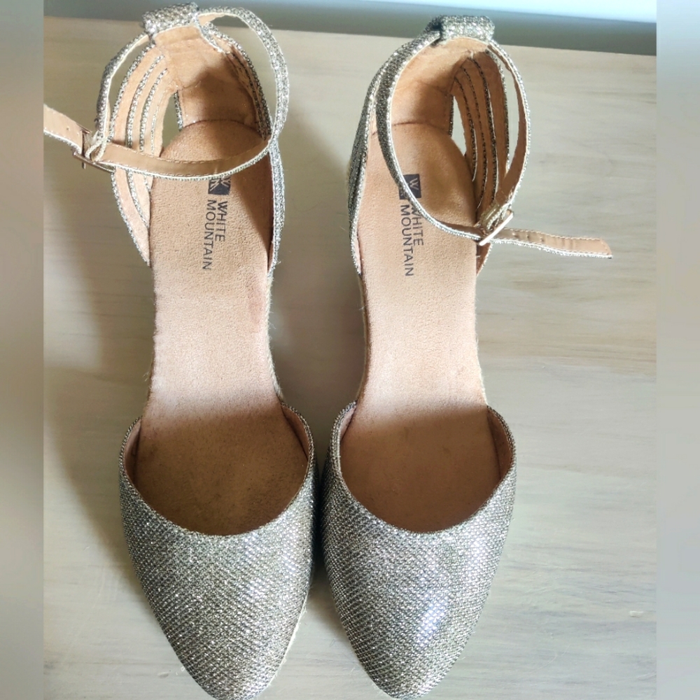 White Mountain Gold Wedge Espadrille